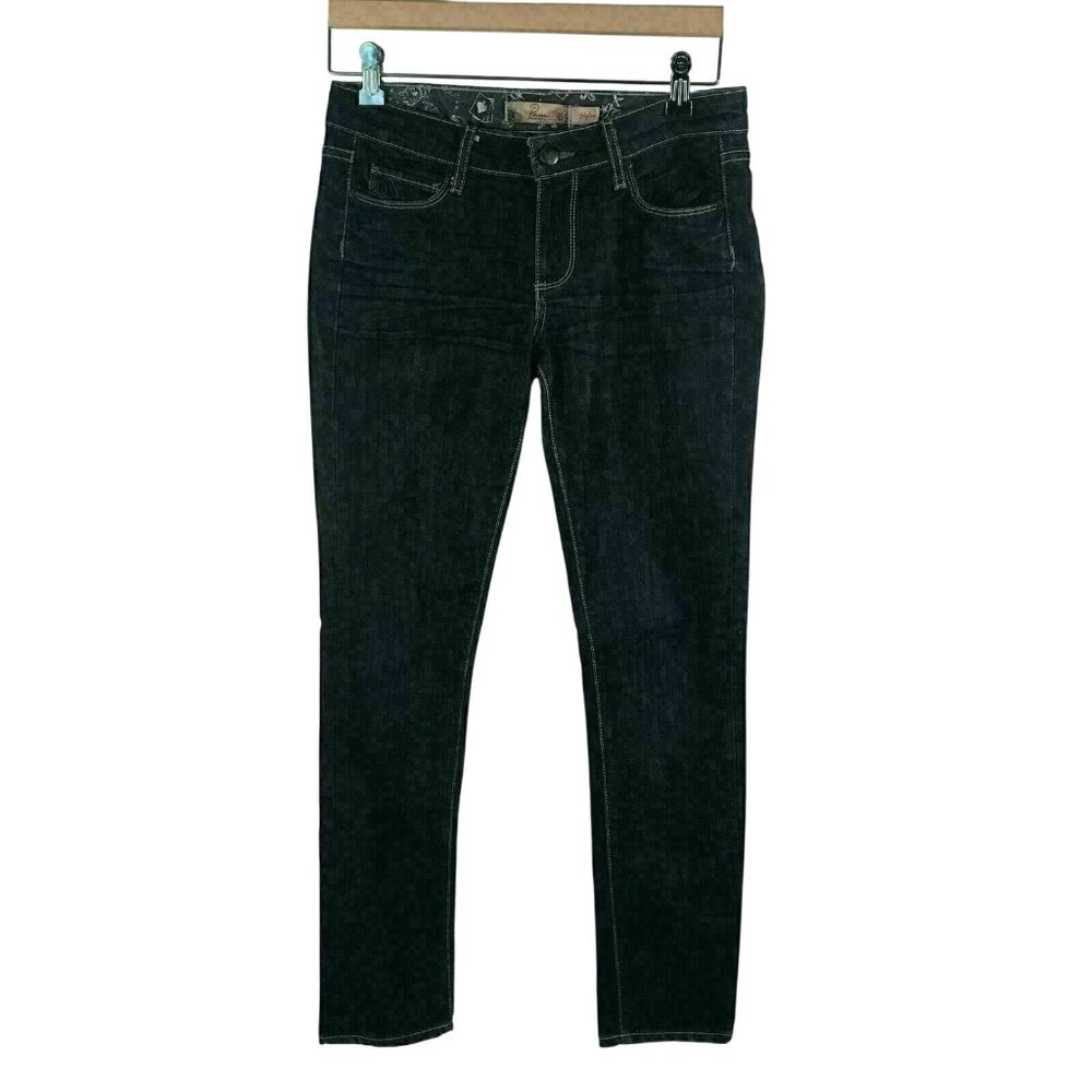Paige Skyline Ankle‎ Peg Skinny Jeans Dark Wash Whiskered Premium Denim Sz 27
